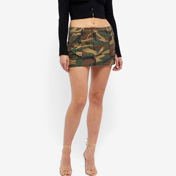 John Elliott Women's Washed Low Rise Mini Skirt in Camo, Size 1 - Picture 11 of 12
